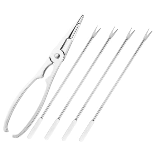 BESPORTBLE Utensilios de Acero Inoxidable Incluye Pinza para Langosta y Tenedores para Cangrejo Resistentes y Reutilizables para Extraer Carne de Mariscos Difíciles