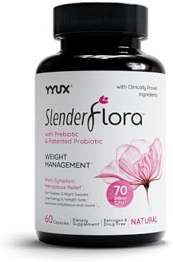 SlenderFlora – Menopause Probiotic Supplement | Weight Management, Hot Flashes, Night Sweats, Bloating | 70 Billion CFU | Gluten, Soy & Dairy Free | 60 Count