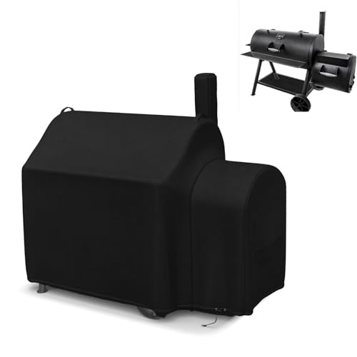 Grill Cover for Oklahoma Joe's Longhorn Reverse Flow Smoker, 600D Heavy Duty Waterproof UV Resistant Longhorn Cover, Outdoor Barbeque Grill Accessories
