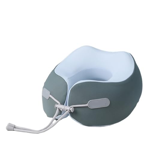 新しいメモリーコットンU字型枕旅行用ネックピロー飛行機睡眠用ネックピロー頸椎枕ポータブル(Dark green)