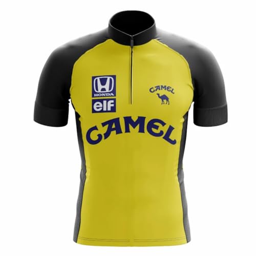Camisa de Ciclismo Masculina Manga Curta Preta e Amarela Proteção UV Slim Confortável Pro Bike (BR,