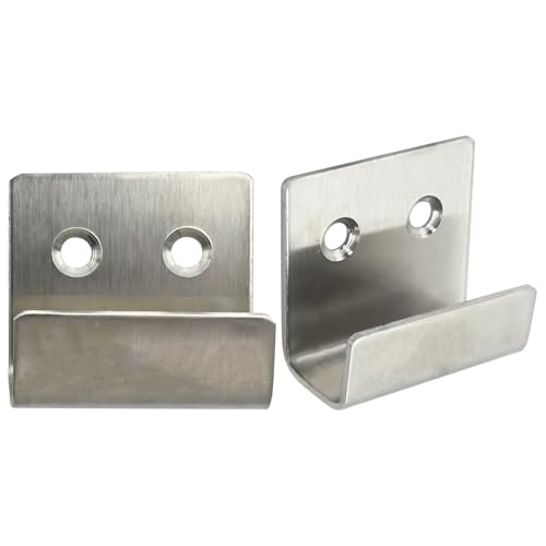 Image of 10PCS Wall Mounted Hook Fastener, Silver Stainless Steel Tile Wall Display Clip, Heavy Duty Flat J-Shaped Hook Hanger, Thicken Tile Hanger for Wall Display (Inner Width 15MM)