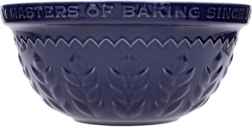 Tala Traditionelle Schüssel zum Mischen aus Original Steingut, Indigo und Elfenbein Design, 5,5 Liter Fassungsvermögen, Perfekt für die Zubereitung von Brot und Kuchen, Spülmaschinenfest, Indigo