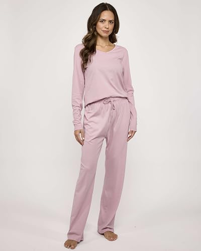 Real Essentials 3 Pack Women's Soft Cotton Long Sleeve Pajama Set with Pants - Lounge Sets for Women (Available In Plus)2