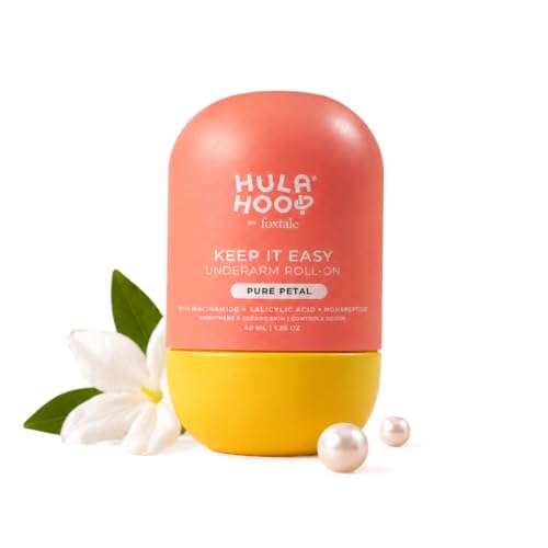 Image of Hula Hoop Underarm Roll On | Smoothens & Brightens Underarms | Niacinamide & Salicylic Acid | 48 Hr Odour Control | 0% Alcohol & Aluminium Free, Floral Fragrance | 40ml