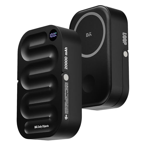 Image of DailyObjects Loop Qi2 Certified Mag-Safe Compatible Aluminium Wireless Power Bank|20000 Mah|Fast Charging|Compatible with Samsung /OnePlus /iPhone 12 /13 /14 /15 /16 /Pro Max|Type-C|Retractable Stand(Black)