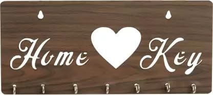 Webelkart Premium "Home Keys" Schlüsselhalter aus Holz (30 cm x 13,5 cm x 0,4 cm, braun) - 7 Haken