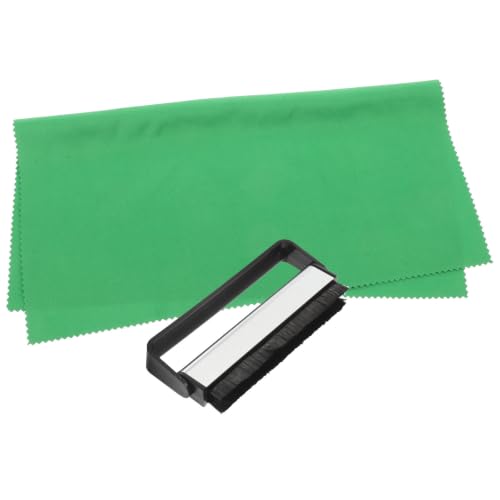 HAPINARY 1set Vinyl Record Cleaning Brush Set with Soft Antistatic Bristles Turntable Cleaner for All Record Carbon Fiber Vinyl Brush with Large Cleaning Cloth for Dust and Static Removal