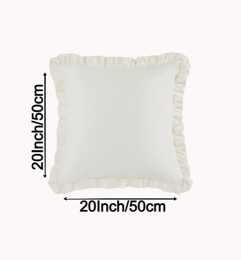 Image of Amazon Brand - Umi Velvet White 20x20 Pillow Covers, Set of 2 Decorative Ruffle Cushoin Pillow Covers for Sofa Couch