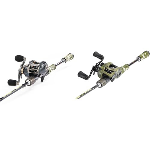 Sougayilang Baitcaster Combo, 30Ton+24Ton Graphite 2-Piece Blanks Casting Fishing Rod,SuperPolymer Handle,“S” Style Hook Keeper with Camo Baitcasting Reel