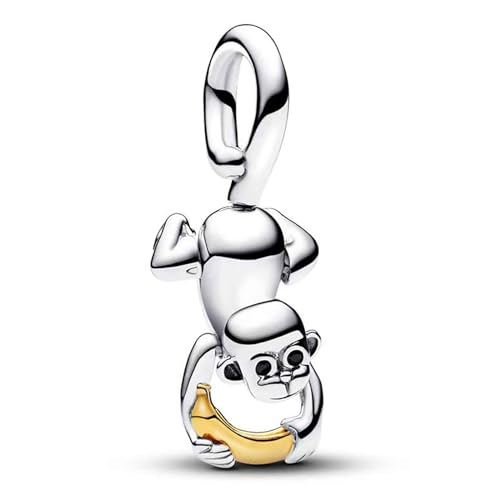 Amuefer Banana Monkey Charms for Bracelets 925 Sterling Silver with