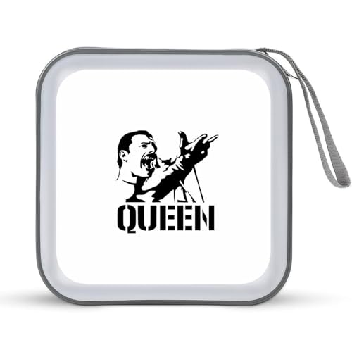 Queen CDケース プラケース DVD収納ケース CD収納ボックス ディスクケース 防水 メディアケース 大容量 40枚収納 小型 持ち運び便利 薄型 ファスナー付 旅行