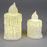  formano 1 Stück Weihnachtskerze Deko Kerze mit LED-Licht 17cm aus weiss-mattem Porzellan (linke Kerze) …