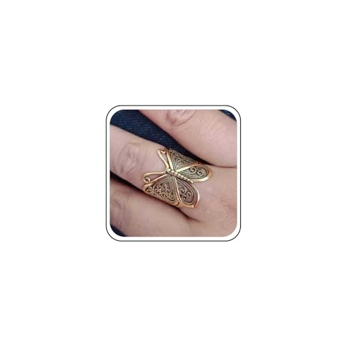 Aneneiceera Vintage Butterfly Wrap Rings Gold Metal Butterfly Rings Adjustable Butterfly Finger Rings Adjustable Butterfly Knuckle Ring Hand Jewelry for Women (Gold)