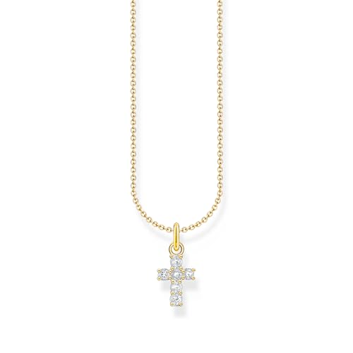 THOMAS SABO Kette mit weißem Kreuz-Anhänger vergoldetes Silber KE2226-414-14