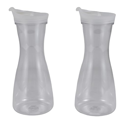 Wrtysully 2 jarras de agua de plástico de 0,6 l con tapas blancas, aptas para alimentos y reciclables, irrompibles