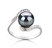 Chantel Black 9-10mm AA Quality Freshwater 925 Sterling Silver Cultured Pearl Ring For Women