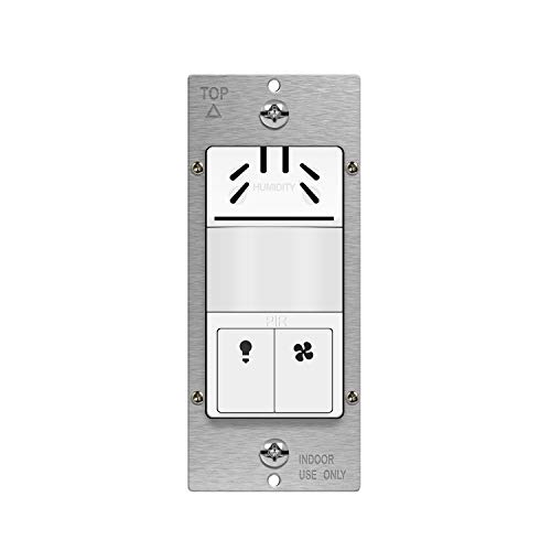 TOPGREENER Dual Tech Humidity Sensor Switch, Infrared PIR Motion & Air Moisture Detection, Bathroom Fan & Light Control, Adjustable Timing, Neutral Wire Required, UL Listed, TDHOS5, White by TOPGREENER - Used condition - US$39.71