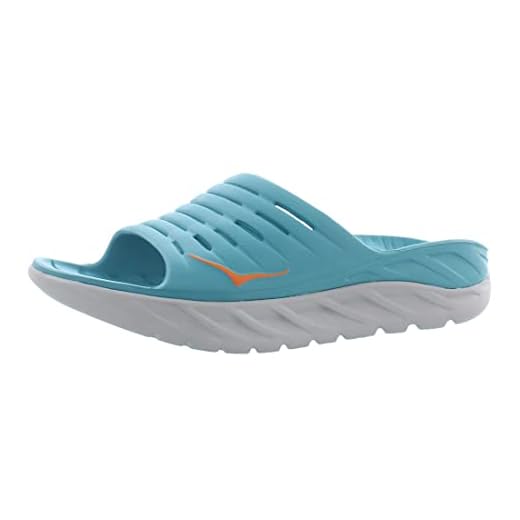 HOKA ONE ONE Ora Recovery Slide Mens Sandals Size 12, Color: Aquarelle/Blazing Orange