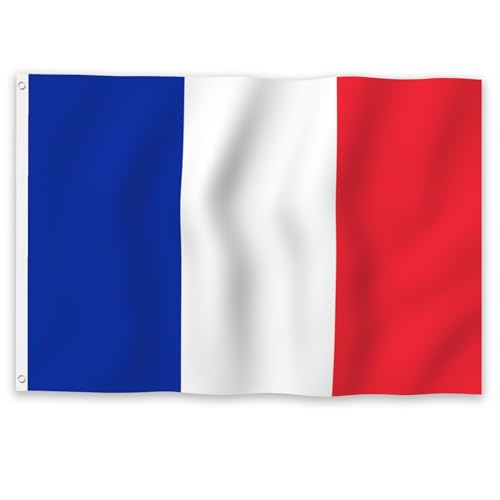 YongFoto France Flag 2.5x4ft 100% Polyester Vibrant Colors French Flags for Outdoors Celebrations Porch Decoration National Flags with 2 Sturdy Grommets Precision Machine Stitched