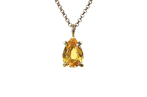 Collier Citrine Poire en argent fait main, pendentif chic