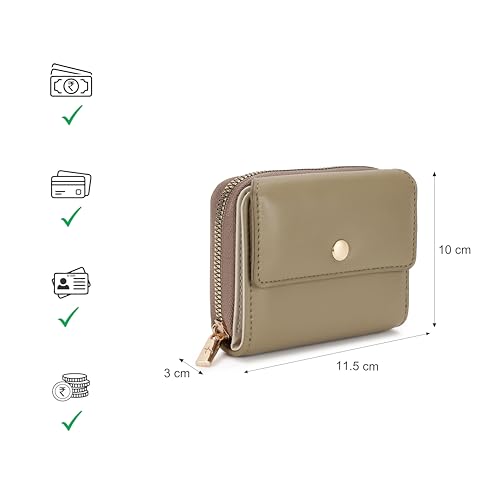Image of Fastrack Women's Mini Organizer Wallet | Flap Closure, Tri-Fold Design, Zip Coin Pocket, Card & Cash Slots | Compact & Organized | 6 Months Warranty
