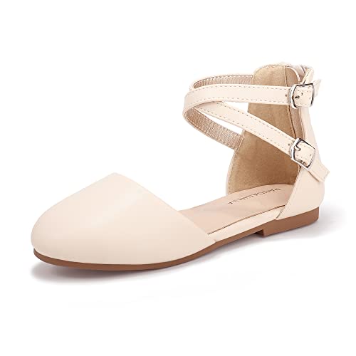 Pandaninjia Toddler/Little Kid Girl's Amanda Mary Jane Ballet Flats Ankle Strap Ballerina Dress Shoes Flat Sandals(Beige Pu, 6 M Us Toddler) #TOP10