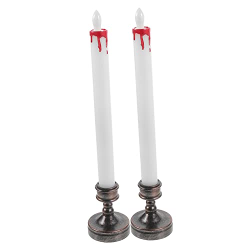 2 Pièces Bougie électronique LED Candles Cierge LED Gala Bougie effilée pièce maîtresse de Lampe à bougeoirs Coniques à Piles s réutilisables Plastique Hemobllo