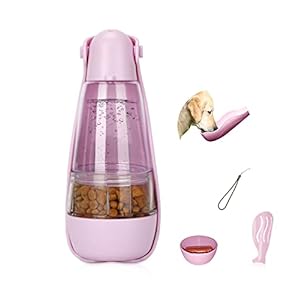 Dog Water Bottle, Portable Pet Water Bottle Leak Proof Dog Water Dispenser with Food Container, Lightweight Dog Travel Water Bottle Bowl for Walking, Hiking