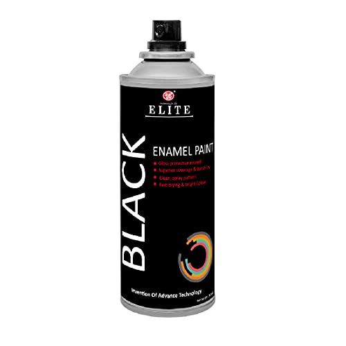 UE Elite Enamel Spray Paint – 500 ml (Black) for Metal, Alloy, Plastic, Wood, Car Accessories, Automotive Products.