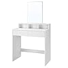 VASAGLE Kaptafel met rechthoekige spiegel en 2 lades, make up tafel met 3 open vakken, kaptafel, 80 x 40 x 140 cm, wit…