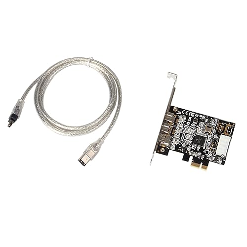 Ldbuejiaja 1394 Expansion Card 1x 6Pin 2X 9Pin 1394 PCIE 1X to IEEE 1394 Video Adapter Controller Firewire Card for Desktop PC High Speed Data Transfer, With Cable