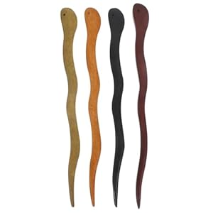 VICASKY Chinese Hair Pin Sticks Clip Style Japanese 4pcs Wooden Decorative Pins Accessories for Women Sandalwood Hairpin Elegant Assorted Colors Unique Design Traditional Updos Modern Styles