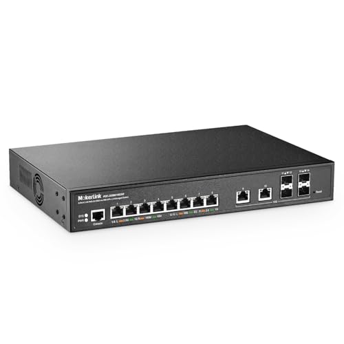 Image of MokerLink 8 Port 2.5 Gigabit PoE Managed Switch, 8x2.5G POE, 2x10G Ethernet, 4x10G SFP+, IEEE8023af /at PoE 120W, Web /CLI L3 Managed, Desktop|Rackmount Network Switch