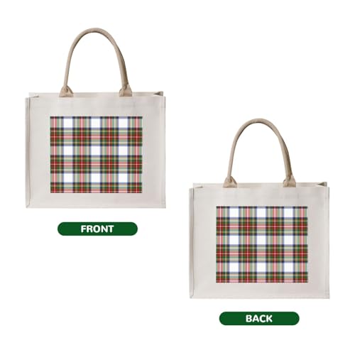 Stewart Royal Dress Plaid Scottish Canvas Tote Bag For Women - Washable Reusable Bag With Wide Comfort Handles, Ideal For Camping, Beach & Groceries2