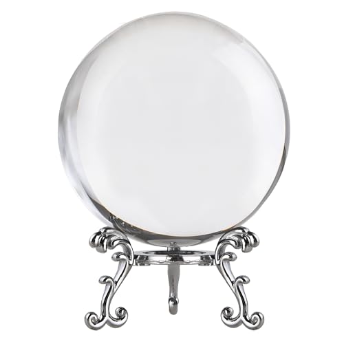100mm Clear Crystal Ball with Stand Photography Lensball Prop for Magical Shots Optical Glass Sphere Decorative Balls Gifts for Meditation Divination