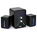 beFree Sound Computer Gaming 2.1 Speaker System with Color LED Lights, Black
