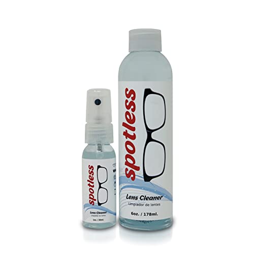 1 oz Cleaning Spray & 6 oz Refill Bottle Spotless Lens Cleaner Spray + Jumbo Microfiber Cleaning Cloth for Eyeglasses Sunglasses Cameras