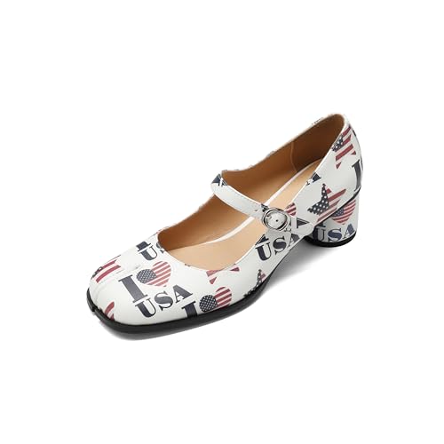Image of Women Chunky Block High Heels Mary Janes Shoes Split Toe Tabi Shoes Ankle Strap Dress Pumps Shoes