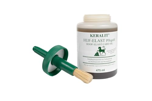 Keralit HufElast mit Pinsel wasserlösliches HufpflegeÖl für Pferde mit Lorbeer Sesam Avocado & Jojobaöl für trockene Hufe mehr Elastizität & Belastbarkeit feuchtigkeitsbindend