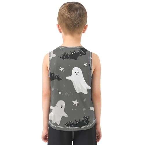 Bolaz Boys Athletic Quick Dry Tank Top Sleeveless Workout T Shirts Age 11-15,Ghost Stars Bats Pattern3