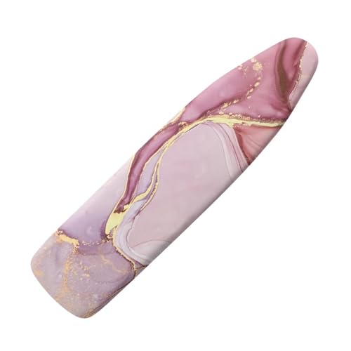 Image of Ironing Board Cover, Elastic Edge Universal Size Fit Standard Ironing Boards, Hook and Loop Fastener Strap, Pink Marble Pattern 15 inch x 54 inch