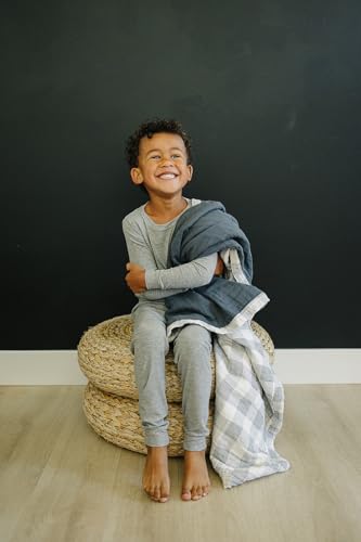 Image of Mebie Baby Quilt, Coastal Plaid and Navy, 100% Cotton Muslin Baby Blanket for Girls and Boys, Newborns to Toddler, Soft Swaddle Blanket, 47 inchx47 inch