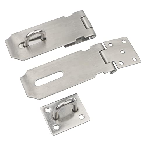 Image of 6 Pack Padlock Hasp Latch, 4 Inch Stainless Steel Security Door Clasp Hasp Lock Latch Lock Safety Padlock Clasp with Screws for Furniture, Cabinet, Drawer, Cupboard and Closet