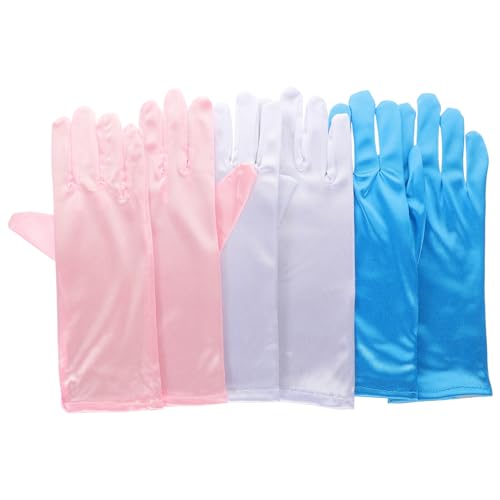 BESPORTBLE Girls Gloves 3 Pairs Boys and Girls Gloves Elegant Decorative Skirt for Tea Party Party Supplies