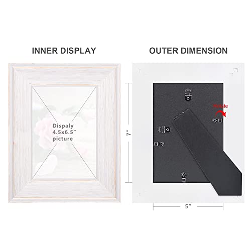 Boichen Picture Frames 5X7 In White - Rustic Distressed Solid Wood With Real Glass - Wall Or Tabletop Display Pictures, 3 Pack #TOP2