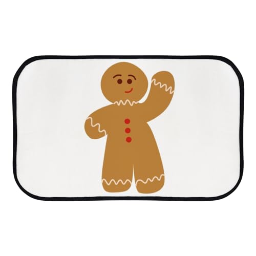 Nuansexi Bathroom Rugs Christmas Gingerbread Man Flat Style Floor Mats Non Slip Bathmat Doormat Tub Mat Coral Velvet Absorbent Entrance Carpet Mats Machine Washable Bedroom Decor