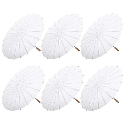 Sombrillas de Papel en Blanco de 6 uds de 33,07 pulgadas para decoración y manualidades