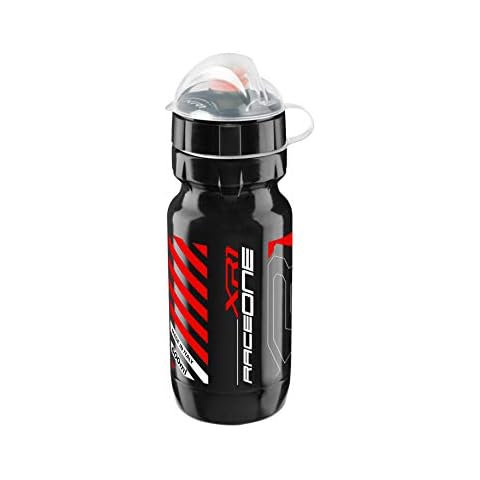 Raceone.it - Water Bottle MOD. XR1 Ideal for Race/MTB/Gravel/Trekking Bike. Capacity: 600 CC Colour: Black/Red. 100% Made in Italy Cover