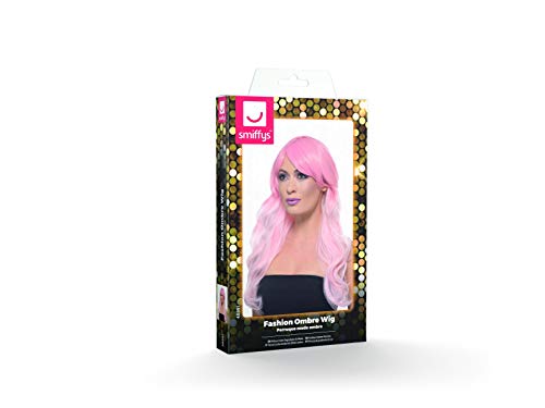 Smiffys Fashion Ombre Wig, Wavy, Long, Pink Heat Resistant/ Styleable, Ladies Glamour Wigs Fancy Dress - Image 4